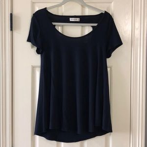 Navy blue open back shirt